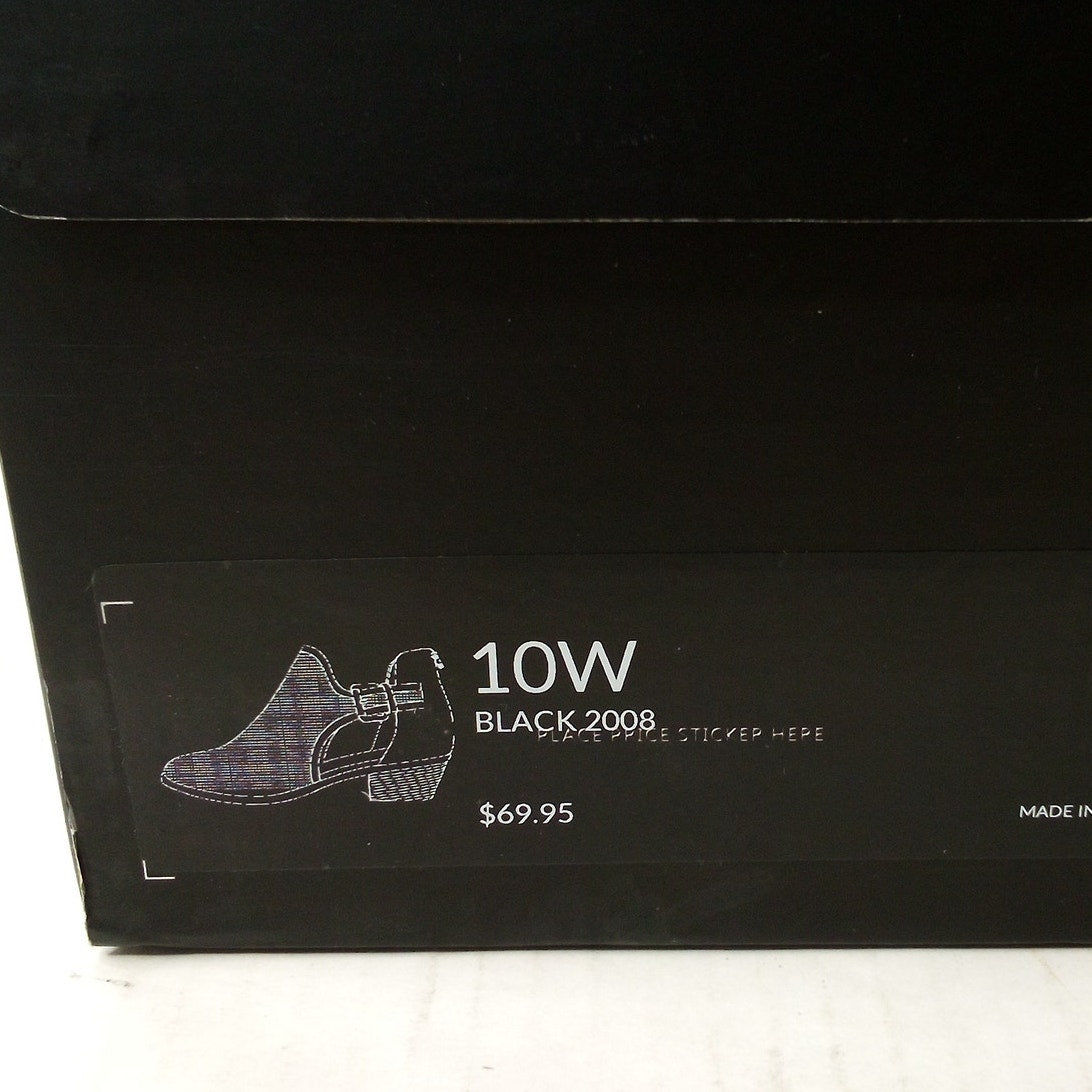 Lane Bryant 10W Black Perforated Ankle Boots Stacked Block Heel New with Box
