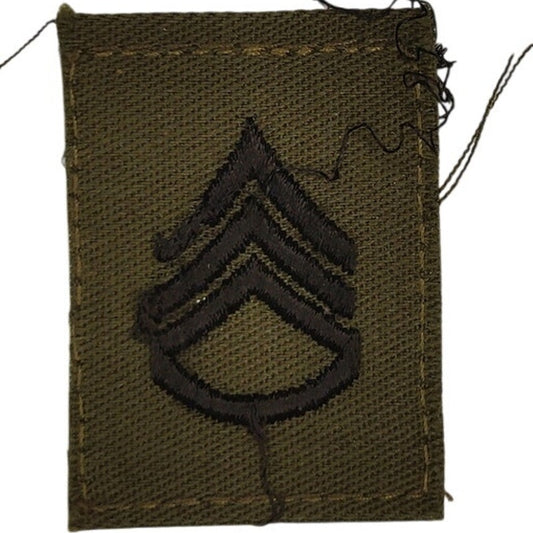 US Army Staff Sergeant E‑6 Subdued OD Green Rank Patch 2" × 1‑1/2" Hook‑Back