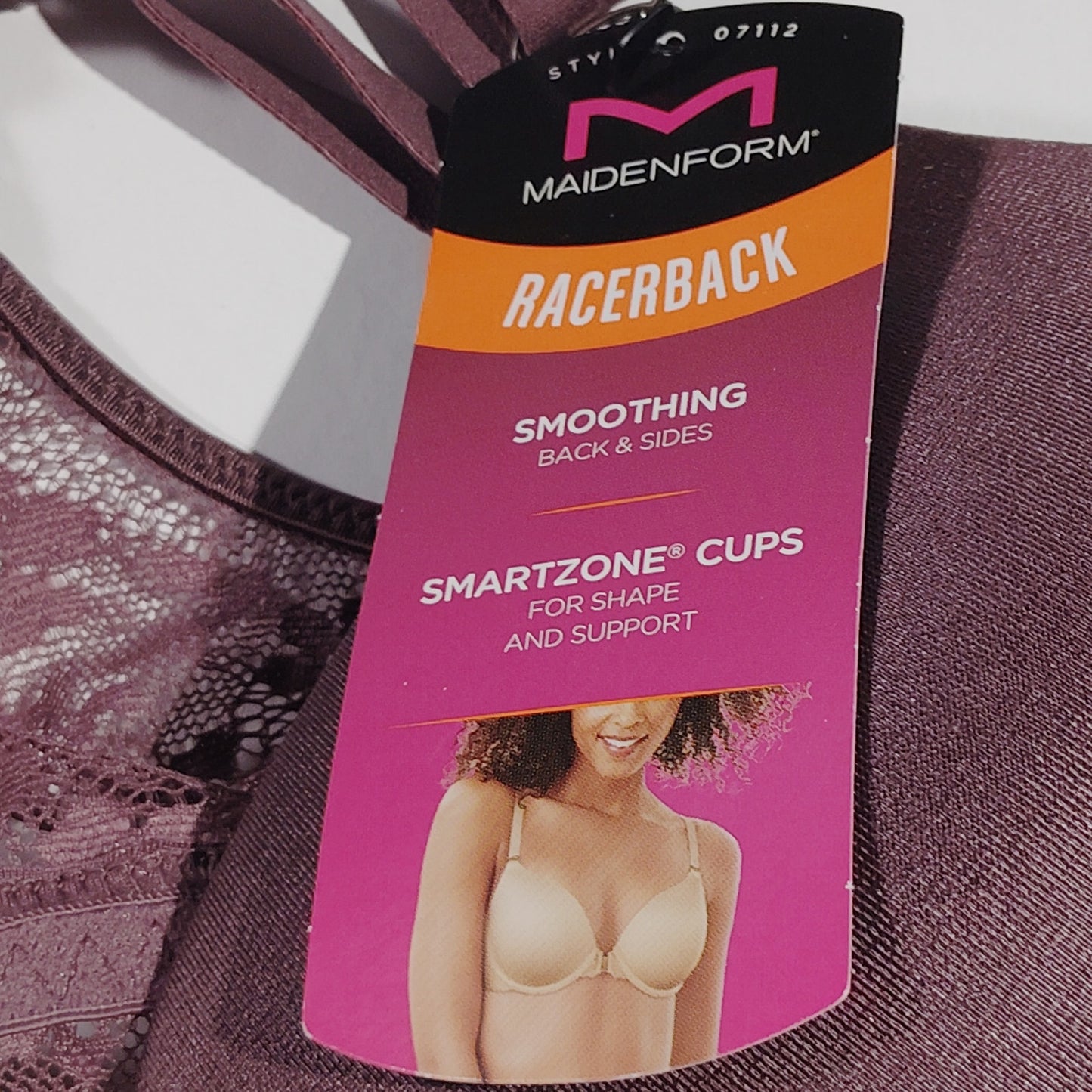 Maidenform One Fab Fit Lace Front Closure T-Back Bra – Currant Purple – 34C