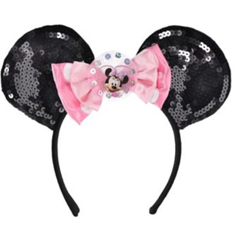 Amscan Kids Girls Sequin Minnie Mouse Ears, Deluxe Headband, Black