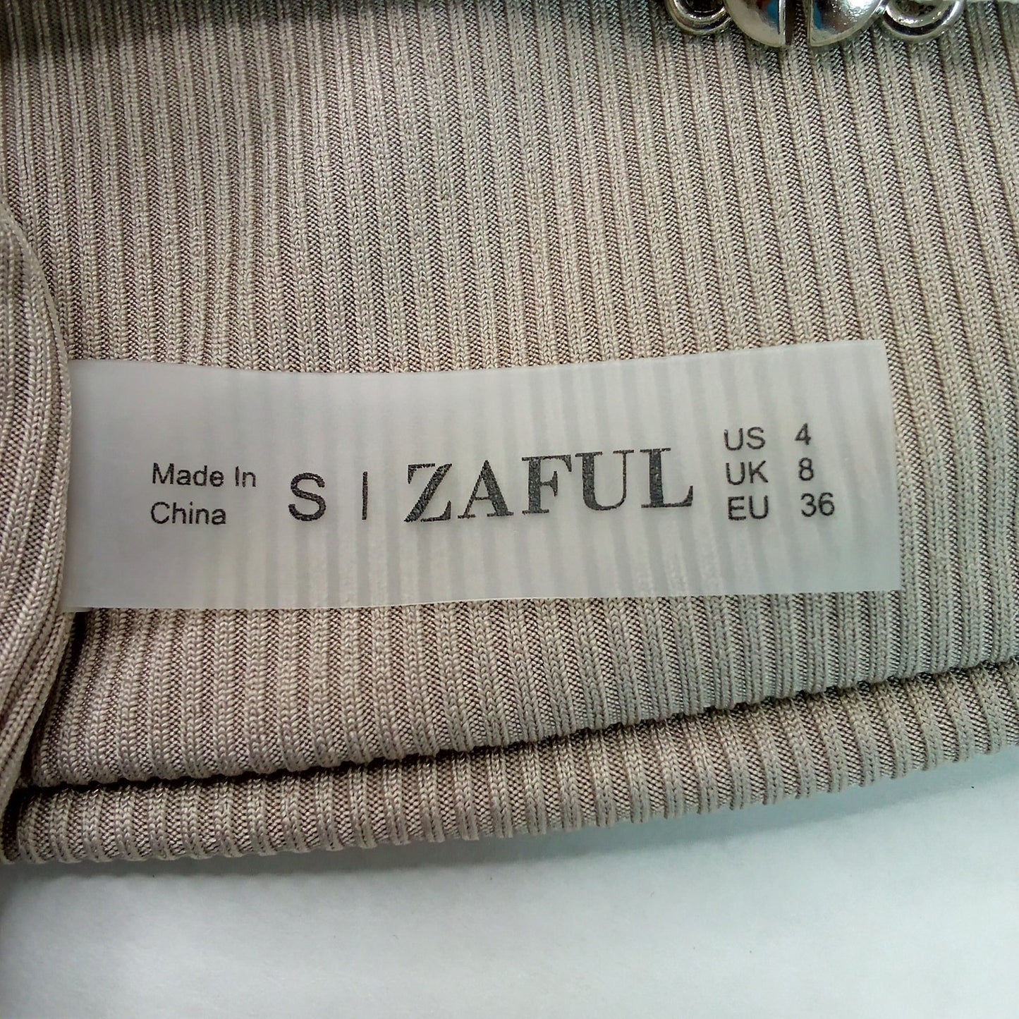 Zaful Ribbed Ring Bikini Tops White Beige Combo Women’s Small (US 4)