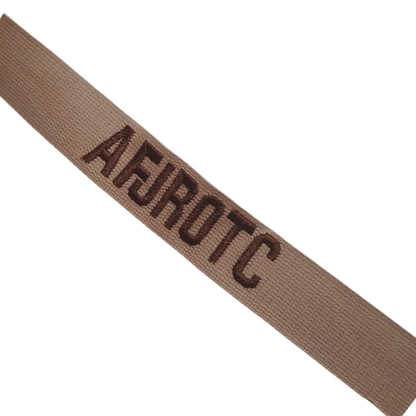 AFJROTC Branch Tape Desert Tan, Dark Brown Text 7.6" × 1" TE Sew‑On Novelty Tape