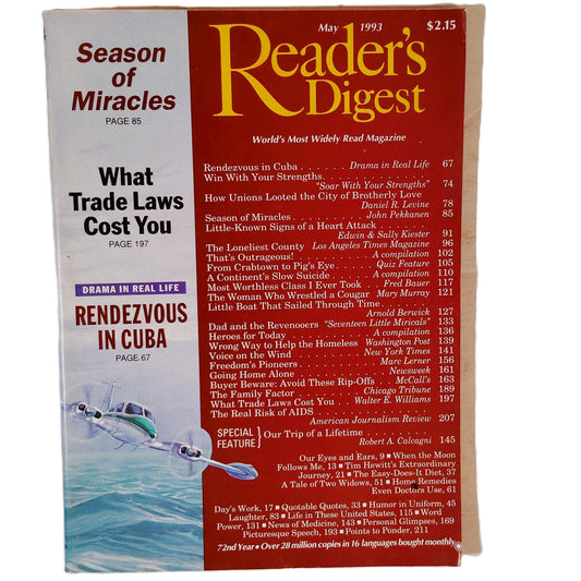 Reader's Digest May 1993 Vintage Magazine Cuba Feature Back Issue