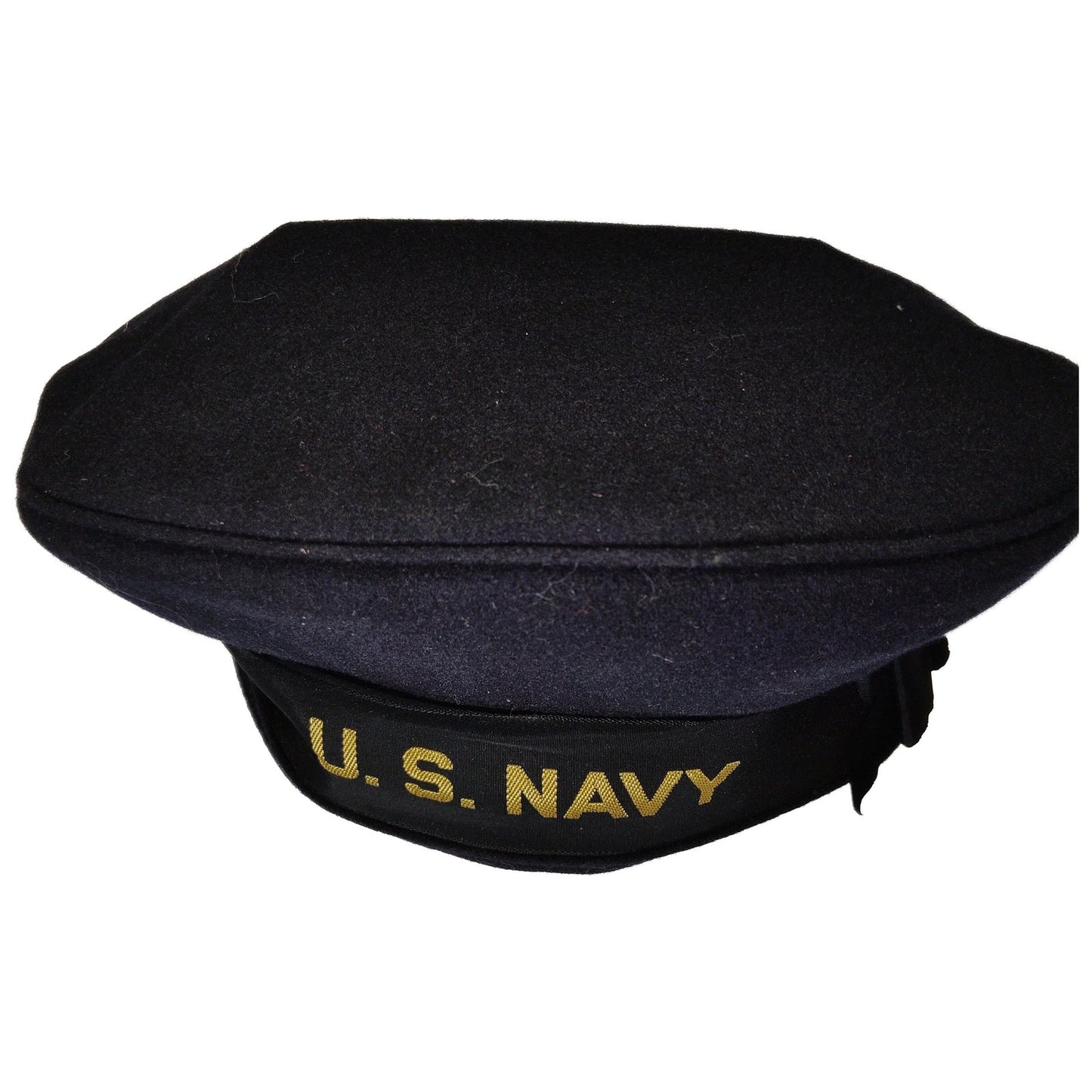 WWII–Korean War Era U.S. Navy Formal Wool Cap, 6-1/2,  Blue, Black w/ Gold Text