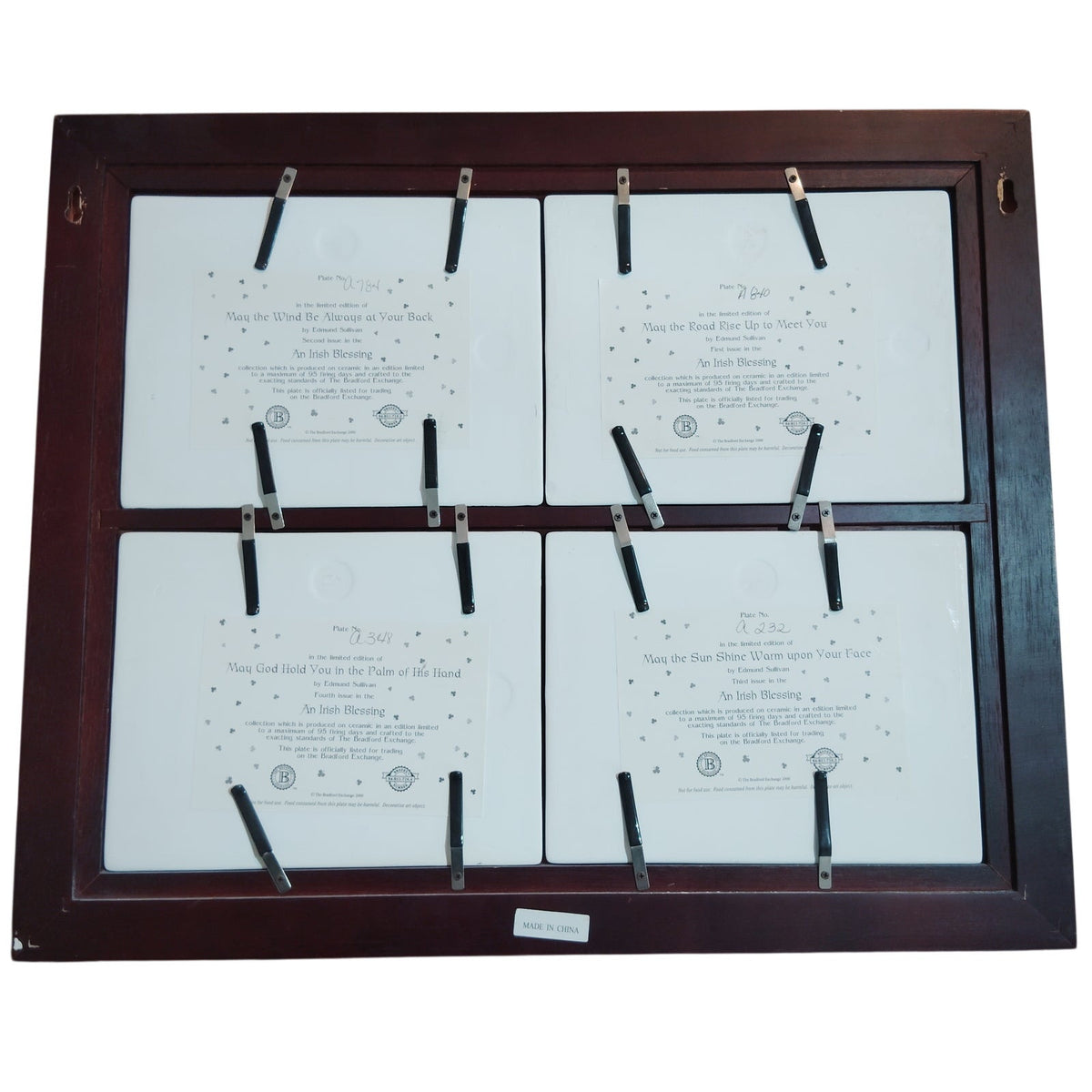 Bradford Exchange Irish Blessing Framed 4-Plate Set by Edmund Sullivan