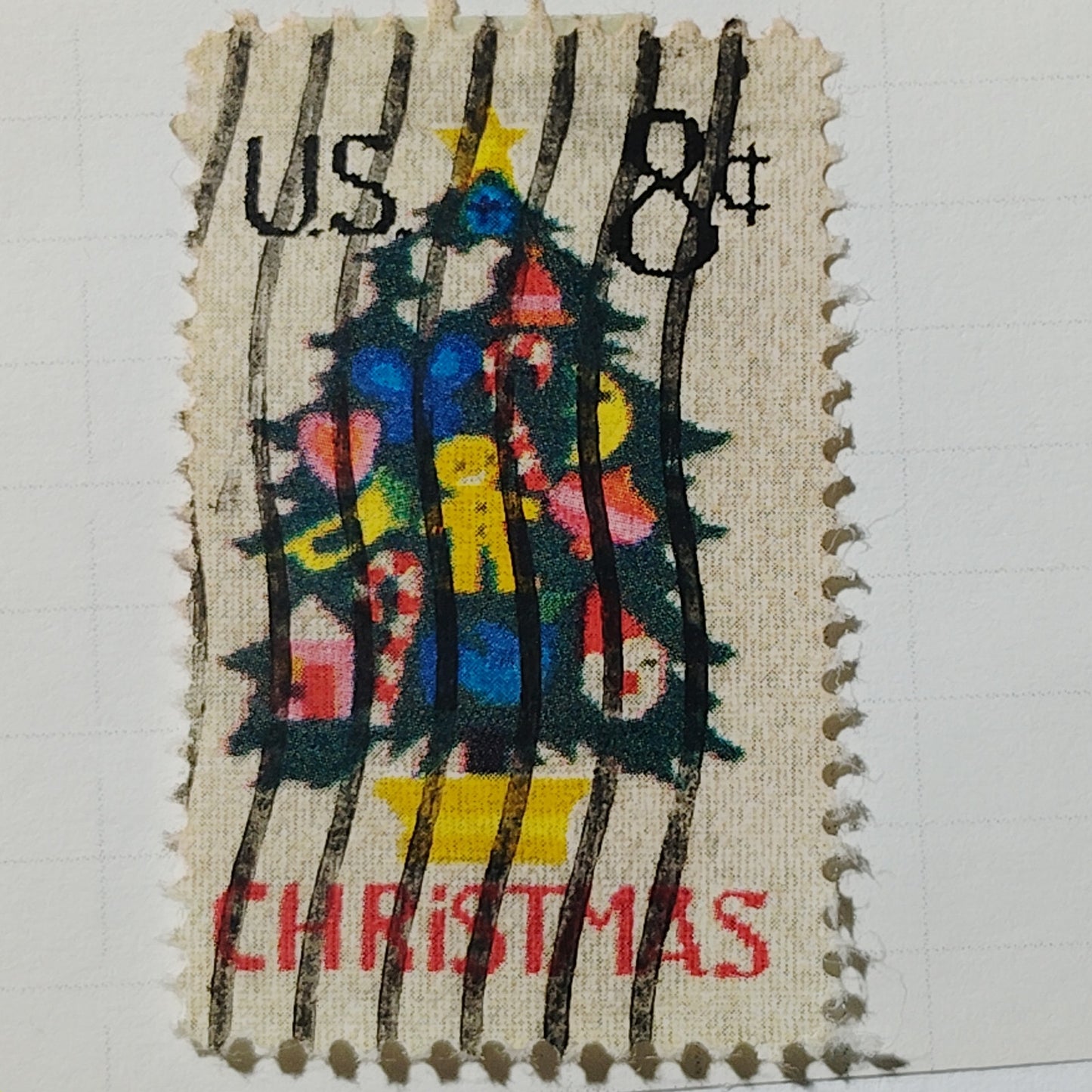 1973 US Postage Stamp Scott #1508 8c Needlepoint Christmas Tree Used Canceled