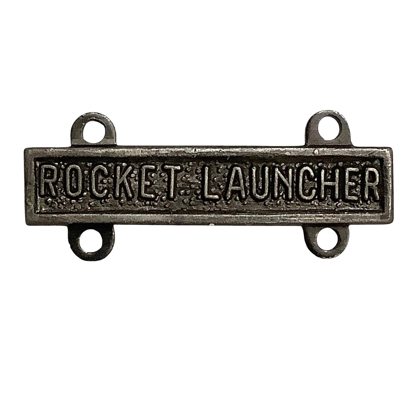 Military Qualification Bar, Rocket Launcher, Silver on Black, 1/2"H x 1"W