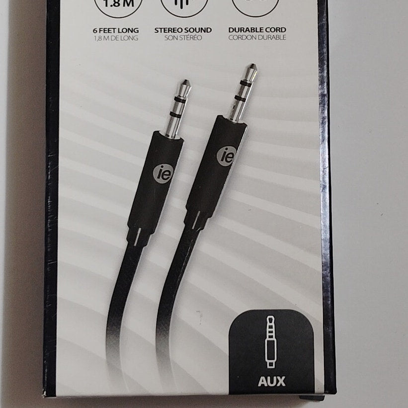 I Essential 6‑Foot Black Braided AUX Audio Cable For 3.5mm Audio Devices