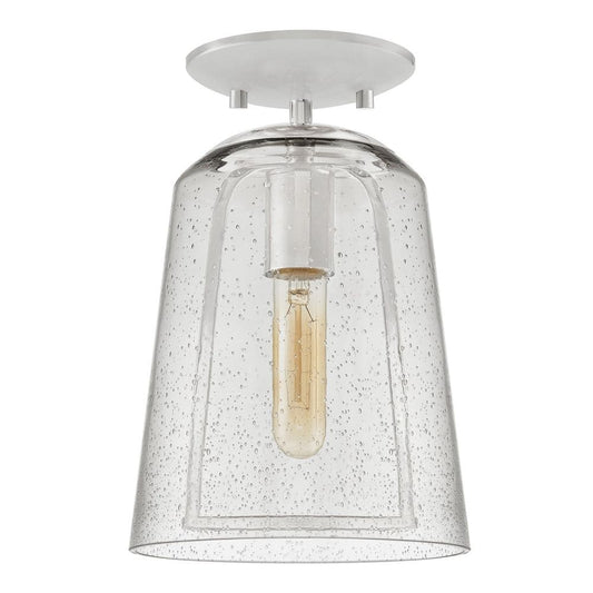 Desmond 7" 1-Light Polished Nickel Semi Flush Mount Ceiling Light with Smoke Seeded Glass Shade