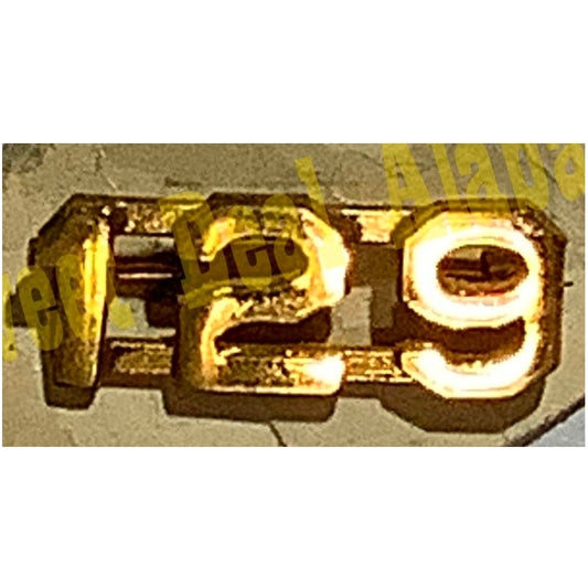 Early/Mid 1900s Brass C-Clasp Number "129" Collar Device 3/8"H Hat / Lapel Pin