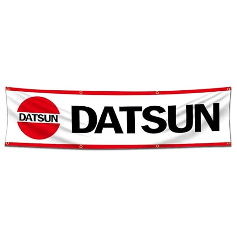 Datsun Banner 2×8 ft White, Red, Black Polyester w/ Brass Grommets Garage Decor
