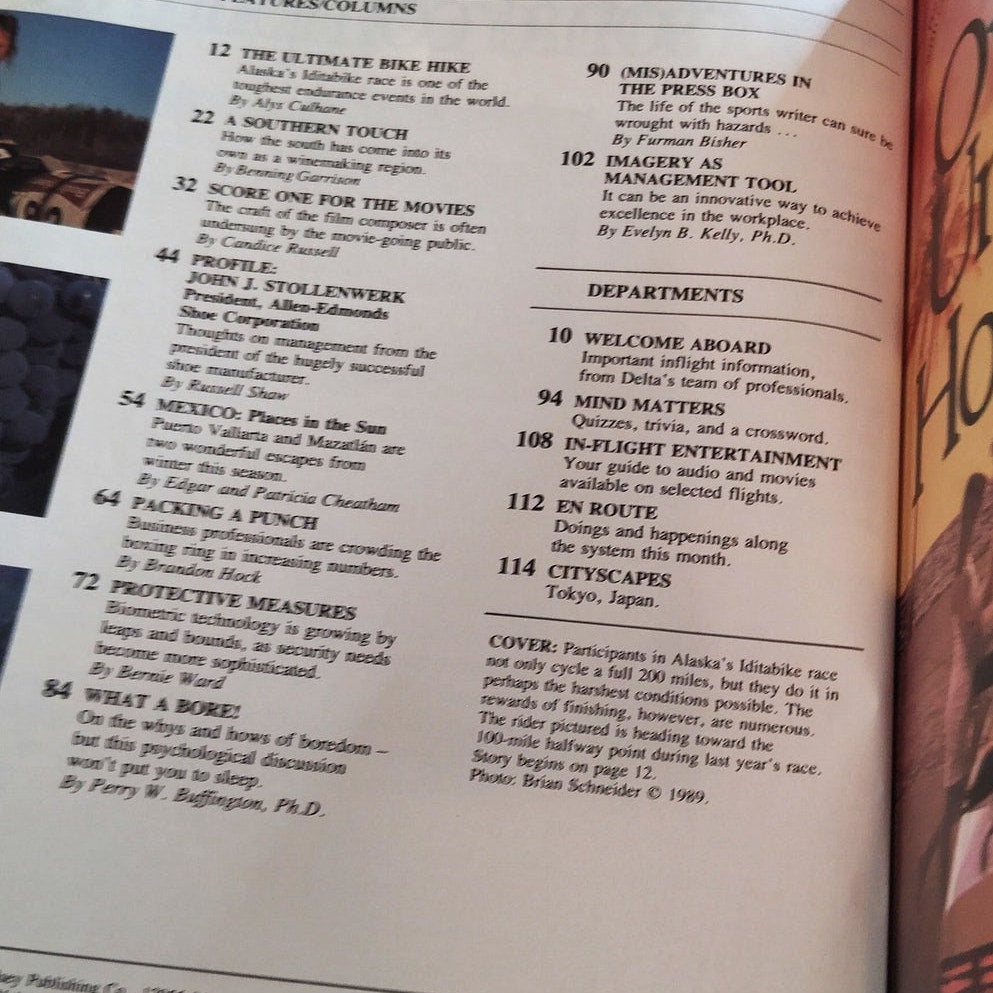 Delta SKY Magazine - January 1990 Travel Edition - Biking, Mexico, Sportswriters