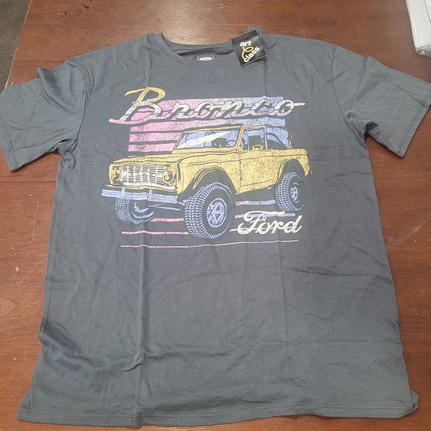 Art Class Girls Oversized Graphic Ford Bronco T‑Shirt, Pastel Retro – Gray – XXL