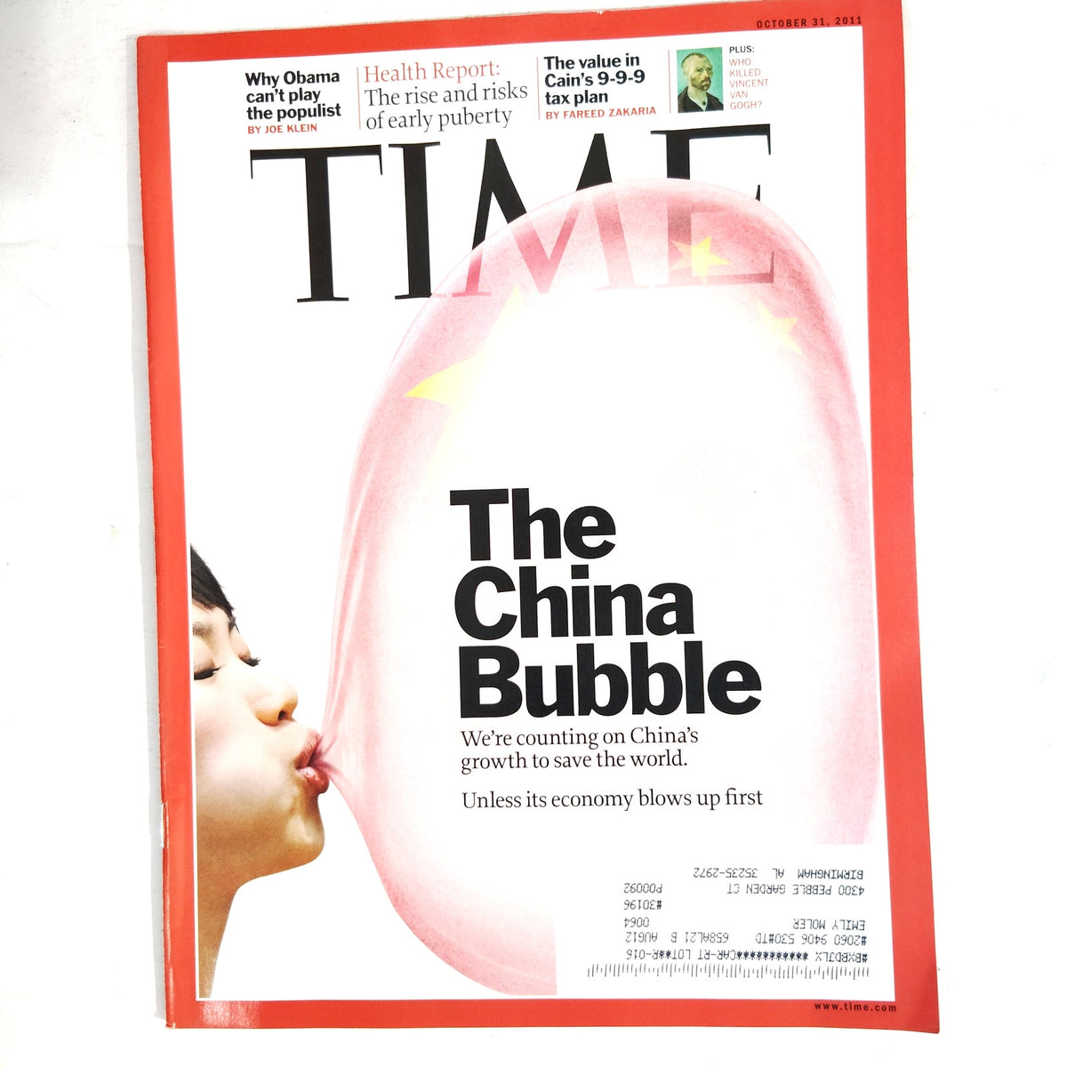 TIME Magazine October 31, 2011 The China Bubble Vol. 178 No. 17 Back Issue