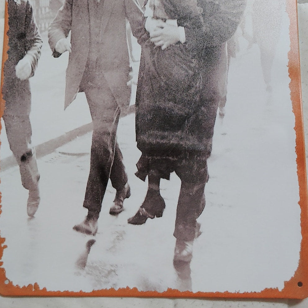 Emmeline Pankhurst Arrested 12x8 Retro Tin Sign – Suffragette Protest Wall Art – Feminist History