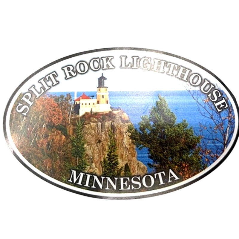 Split Rock Lighthouse Magnet Minnesota Oval Flexible Photo 4‑1/2" × 2‑7/8"