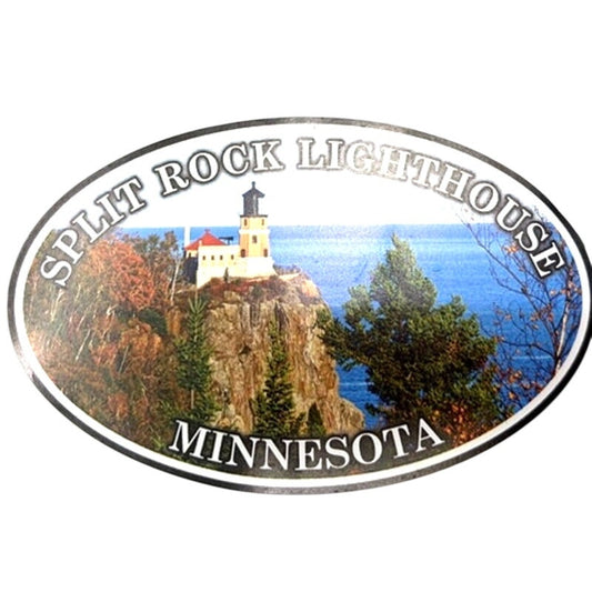 Split Rock Lighthouse Magnet Minnesota Oval Flexible Photo 4‑1/2" × 2‑7/8"