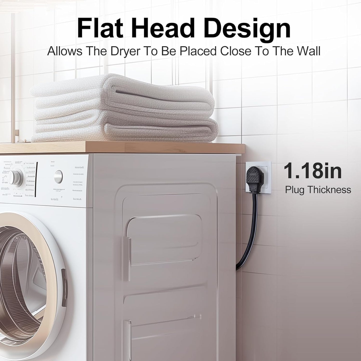 4-Prong Dryer Power Cord 30A, 5 Ft, 4-Color Wires, O-Ring Terminals, Pure Copper