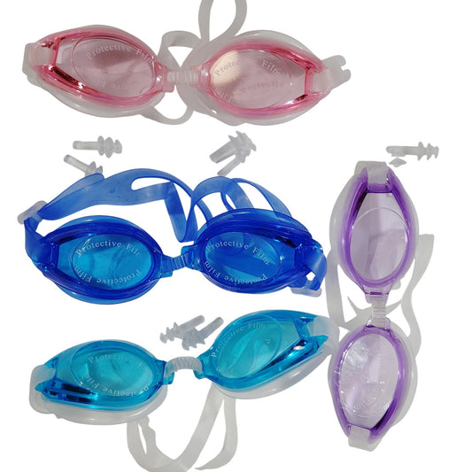 Youth Ultra Soft Comfort Fit Swim Goggles, 4-Pack with Earplugs, Assorted Colors