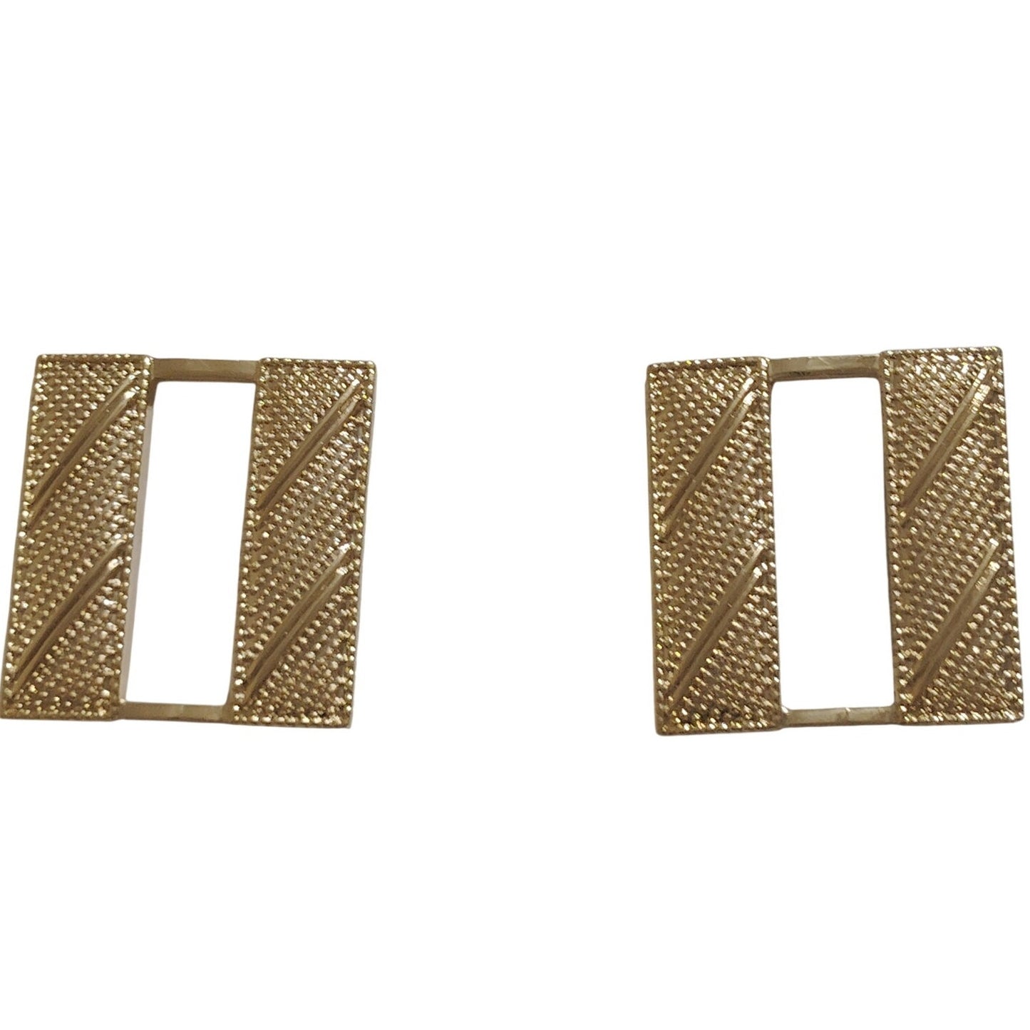 Gold‑Tone Captain Corrugated Rank Bars Set – Collar Device Pin Set – 1‑1/8" × 1"