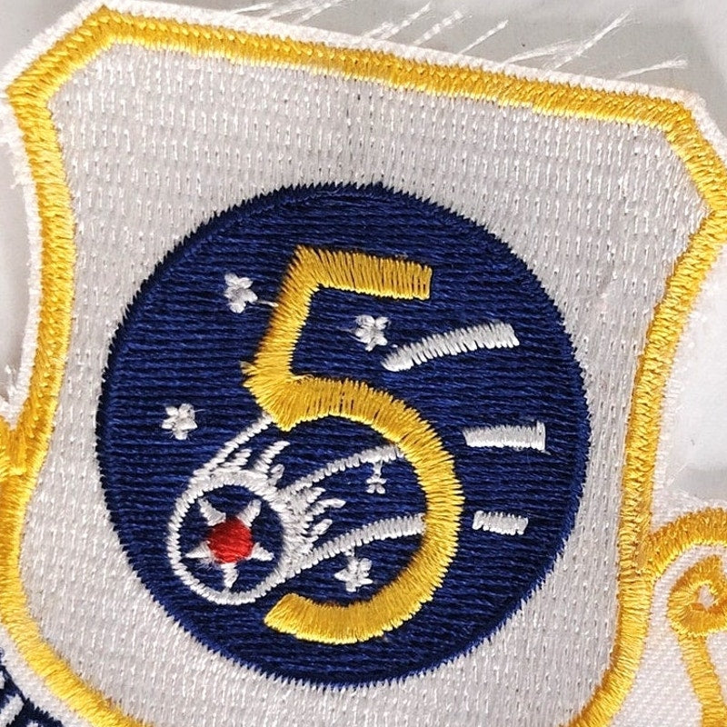 USAF 5th Air Force Patch Rare White Background 3" Sew‑On, Embroidered