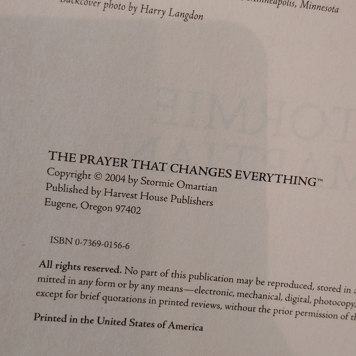 The Prayer That Changes Everything by Stormie Omartian - 2004 Hardcover Edition