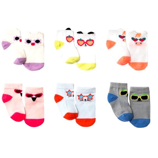 Baby Girls (12-24M) 12 PK Animals/Sunglasses Print Socks - Cat & Jack
