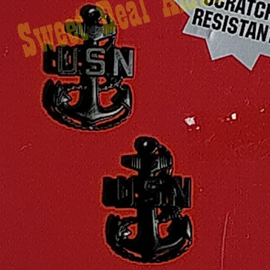 Vanguard Collar Device Pin Set: E8 Corpsman or Seaman, Black Metal, 1"H x 5/8"W