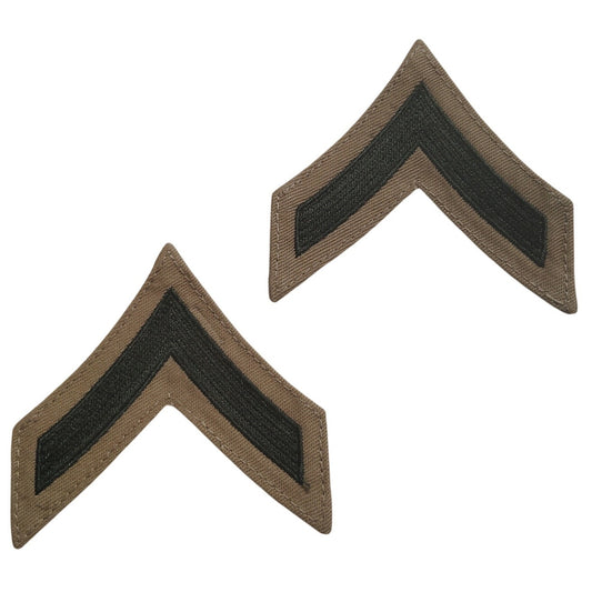 1 Pair USMC Private First Class E‑2 Chevrons, Khaki/Green 2‑7/8" × 2‑3/4" (Pair)