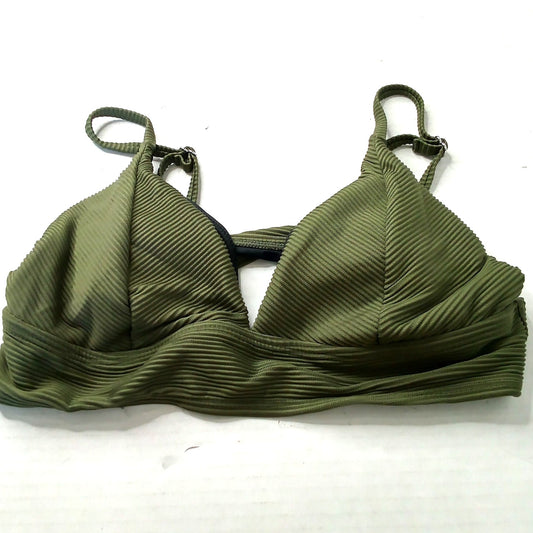 Cupshe Army Green Ribbed Bikini Top Textured Triangle Adjustable Straps Medium
