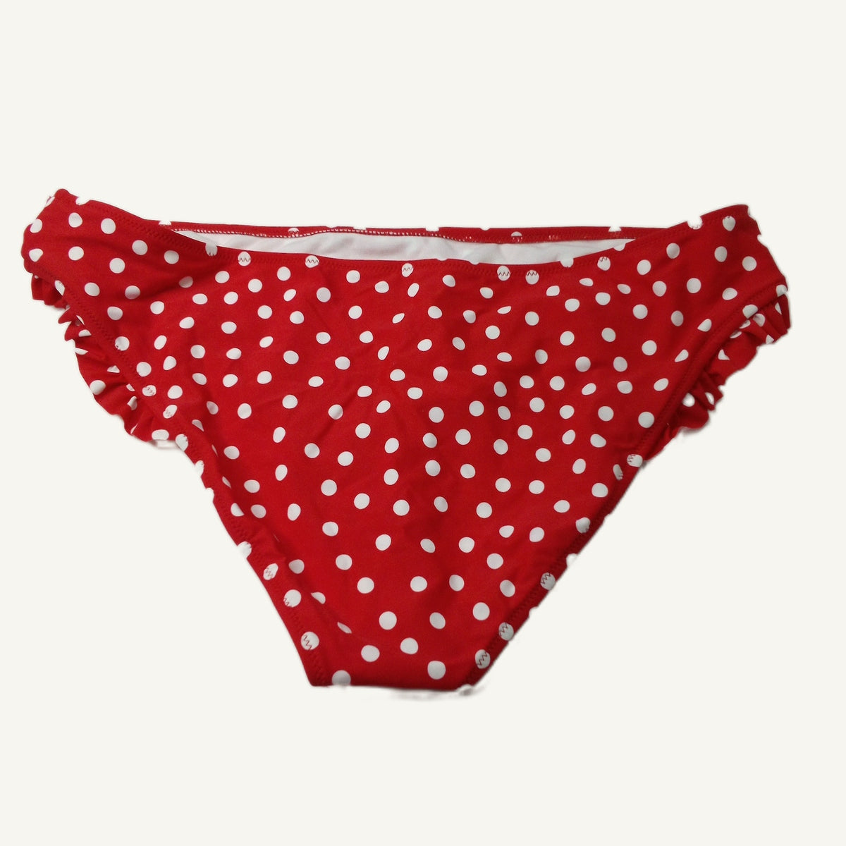 Cupshe Women's Red White Polka Dot Ruffle Bikini Bottom XL Beach Swimwear