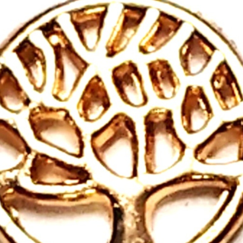Tree of Life Charm Gold‑Tone Filigree Round Pendant 3/8" Jewelry Making