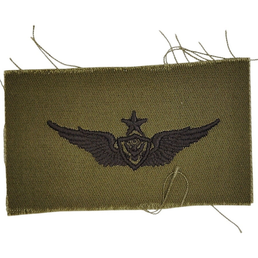 US Army Senior Aviator Subdued OD Green Badge Patch 3‑1/2" × 2" Sew‑On
