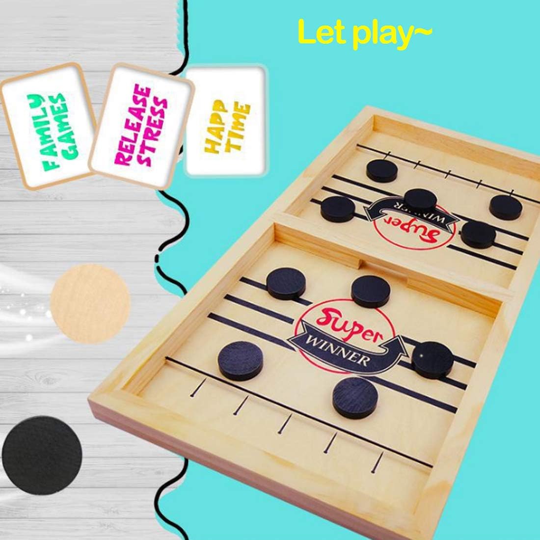 Fast Sling Puck Game – Adults Large Size – Wooden Super Winner Board Game