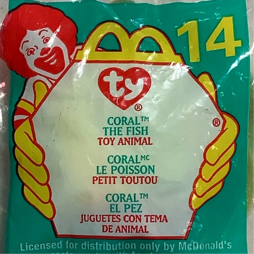TY Teenie Beanie Babies - Coral the Fish, McDonald's 2000 Happy Meal Toy, NIP