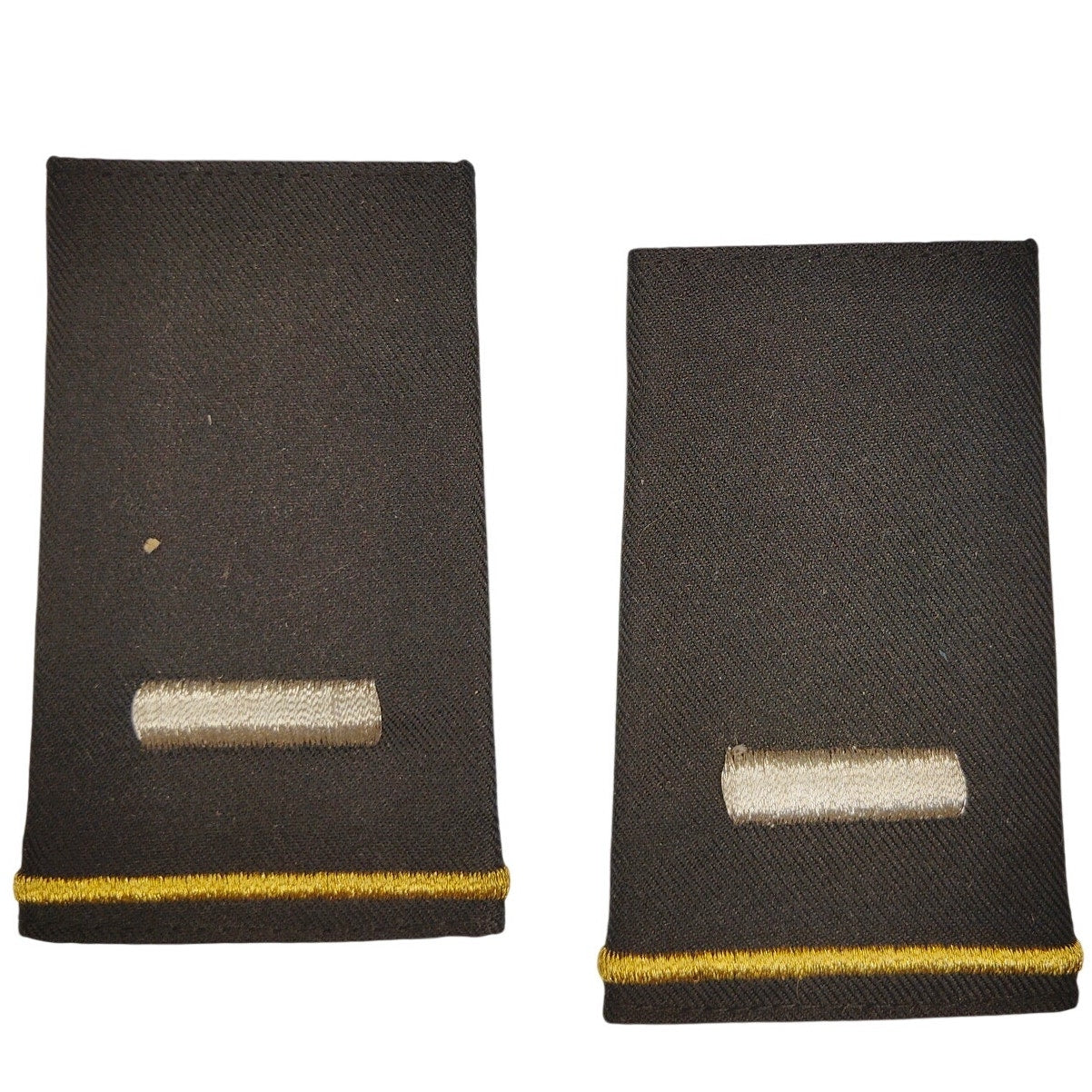 US Army First Lieutenant O‑2 Shoulder Marks Black ASU Female 3‑1/4 × 2‑1/4" Pair