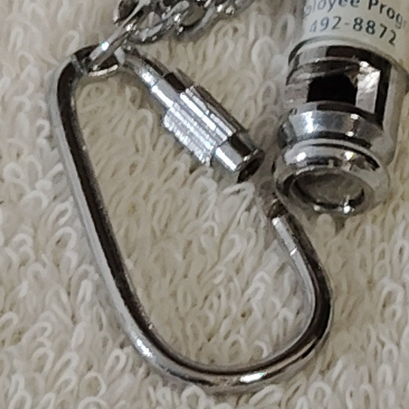 VTG BlueCross BlueShield Safety Whistle Chrome Cutout Cylinder w/ Clip Keychain