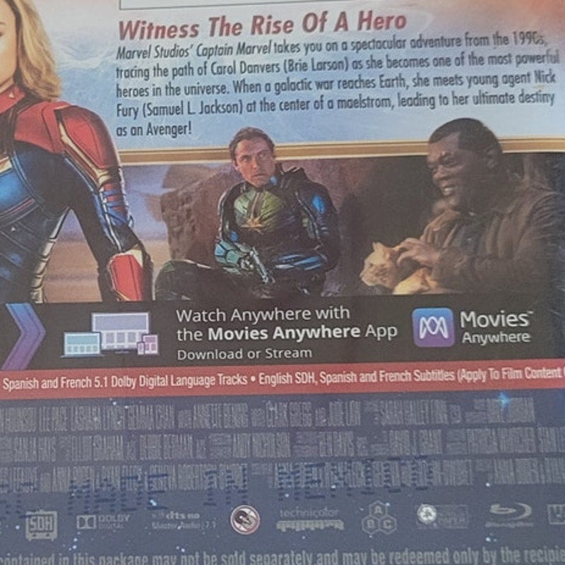 Captain Marvel Blu-ray 2019 Marvel Cinematic Universe Superhero Action Movie