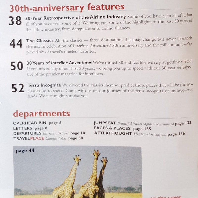 Vintage Adventures Magazine Jan/Feb 2000 30th Anniversary Travel Issue