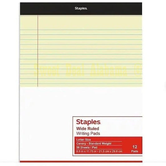 Write in Style: 12-Pack 8.5x11.75 Yellow Wide Ruled Notepads – 50 Sheets Each