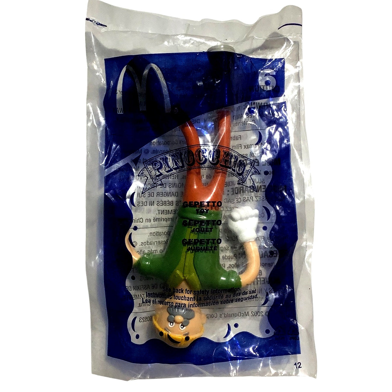 Disney's Pinocchio - Gepetto Collectible Figure, McDonald's Premium, NIP, 2002