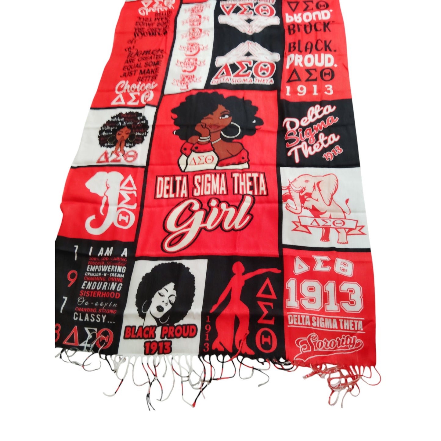 Delta Sigma Theta Inspired Scarf Red & White Polyester 27"x70" – Elephant Infinity Design