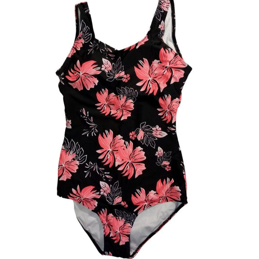American Trends Pink Floral One Piece Bathing Suit, Crisscross Back, SM (2-4)