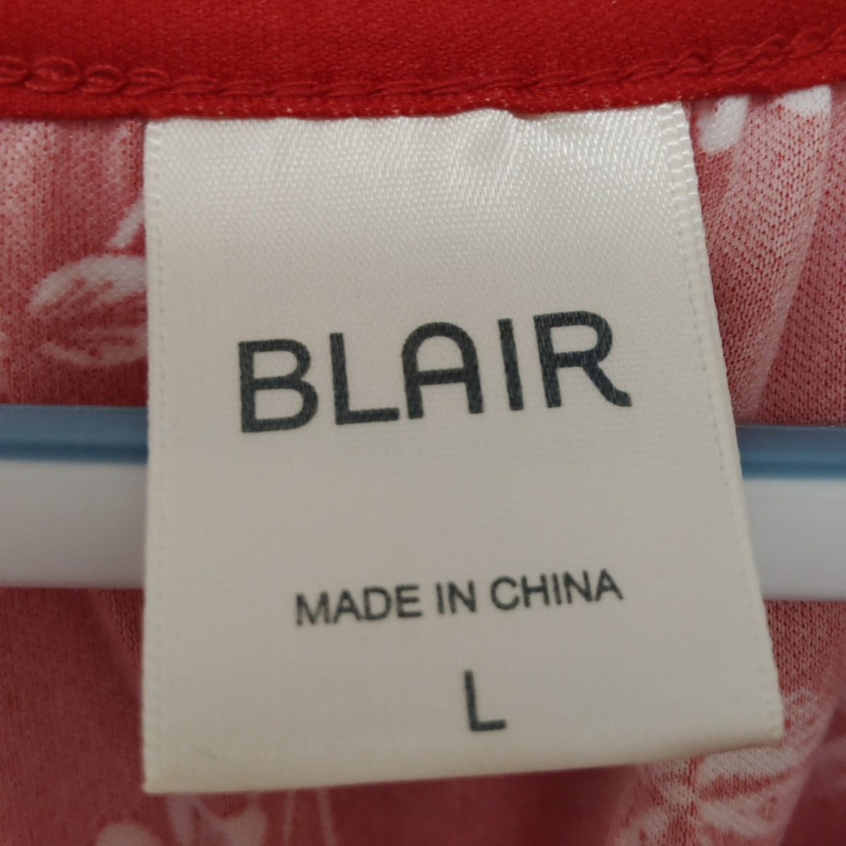Blair Women's Red & White Floral Short Sleeve Top - Size L, 100% Polyester