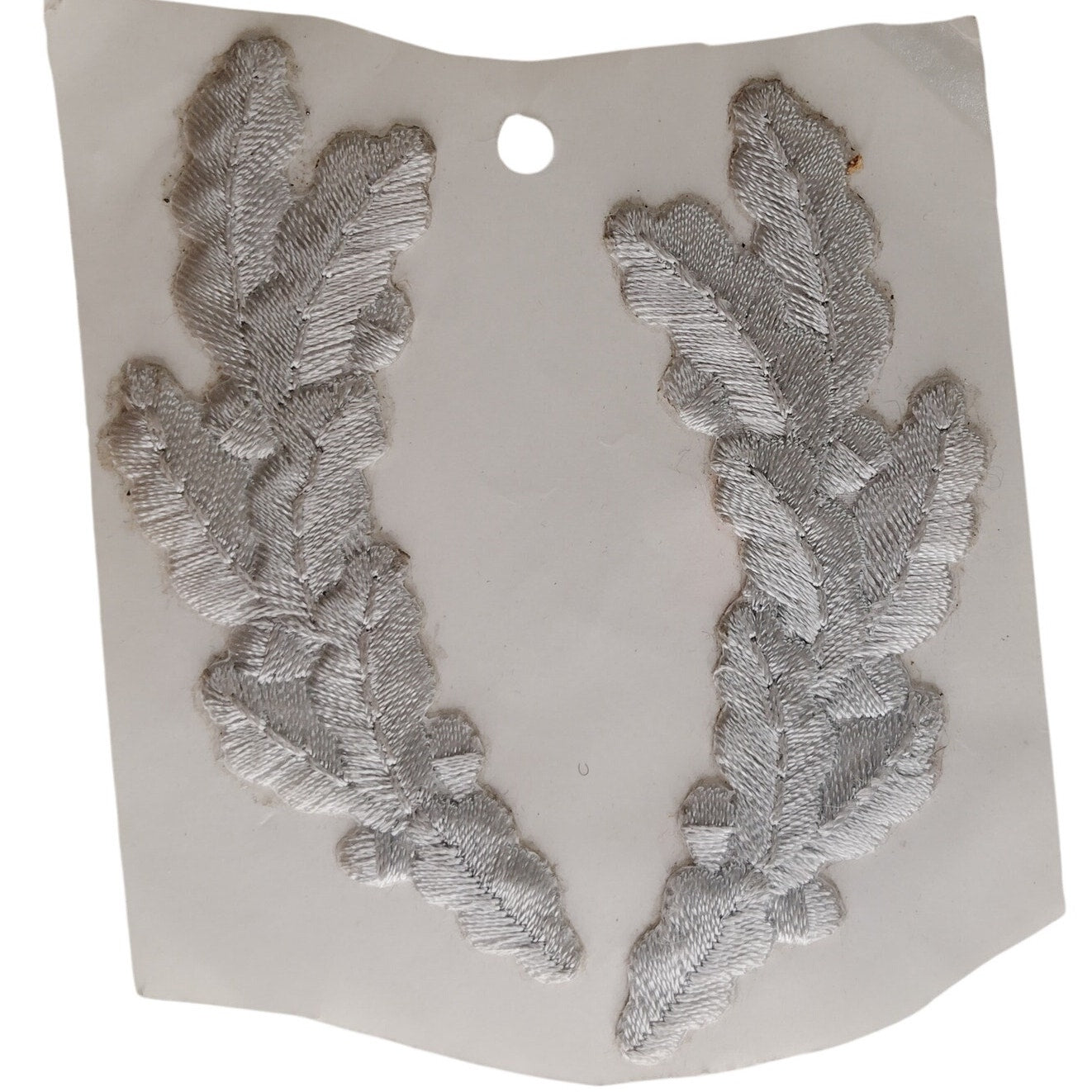 Silver Oak Leaf “Scrambled Eggs” Hat Patches 4" Length Pair Iron‑On Sew‑On