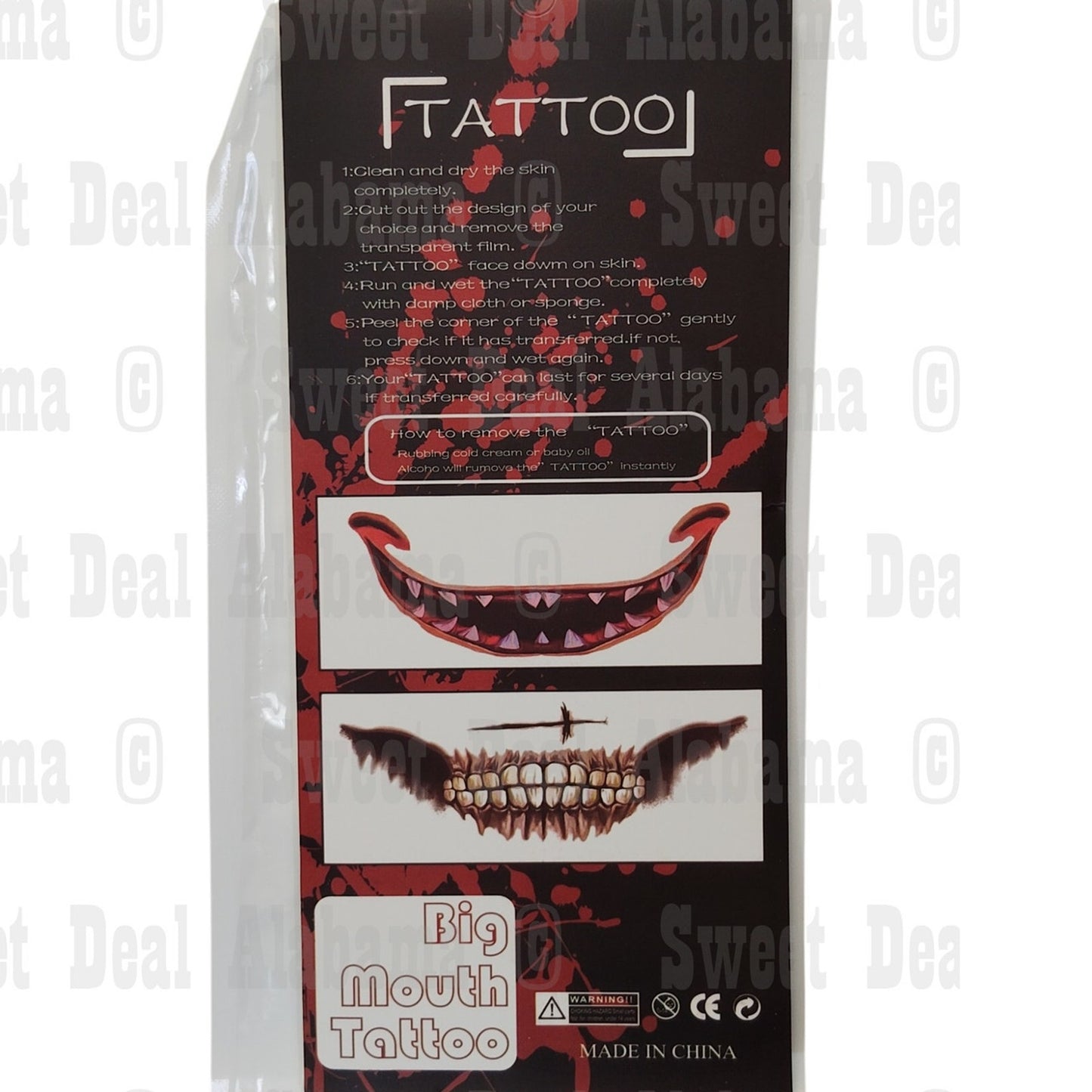 Realistic Big Mouth Tattoos, 12 Sheets, Waterproof, Punk Style