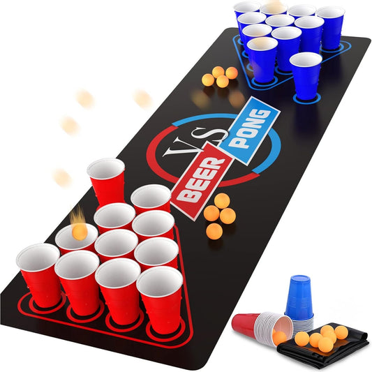 63" x 23.6" Beer Pong Table Mat For Your Party Games, Beer Pong Table Game Mat