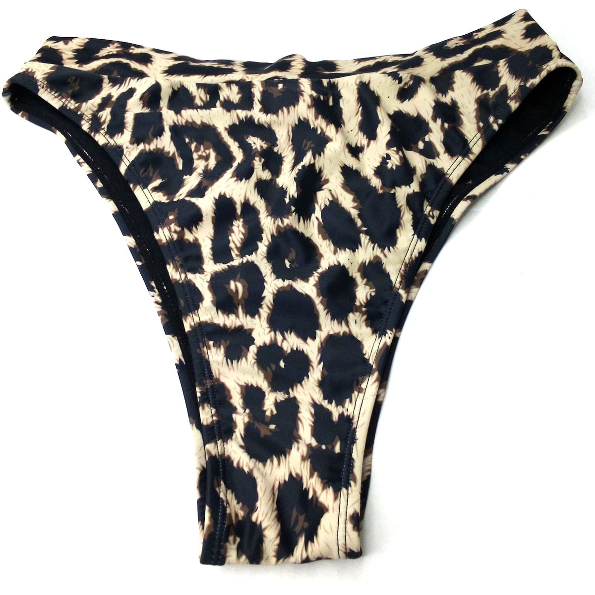 Leopard Print High-Cut Swim Bottoms XL Brown Black Cheeky Bikini Bottom
