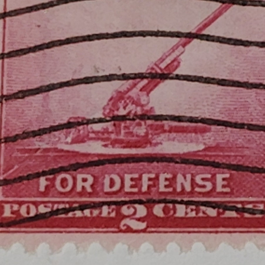 1940 2¢ Army & Navy Defense Stamp – Scott 900 – Anti-Aircraft Gun – Canceled