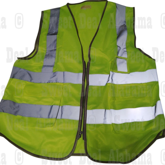 Pacific Safety Vest, Front Zip-up, Name Tag Holder ,w/ Reflective Silver, XXL